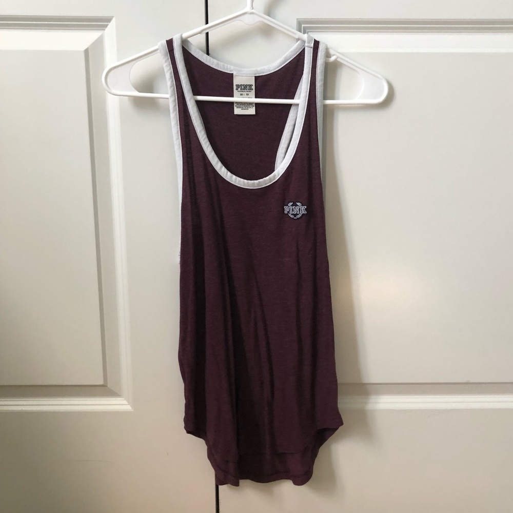 PINK Maroon Racerback Tank Top